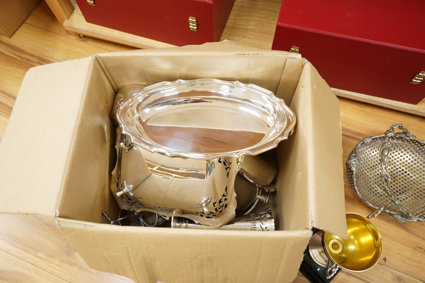 A collection of silver plated ware